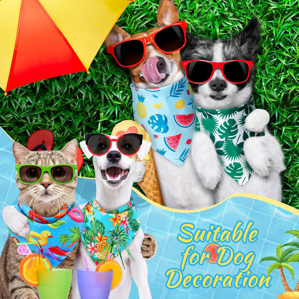 Chunful 100 Pcs Fall Dog Bandanas Bulk Maple Leaf Print Autumn Pet - Fruit / 19.7 x 13.8 x 13.8" - image 2