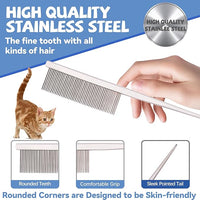 Grooming Pet Comb Rat Tail Dematting Cat and Dog Comb，Rounded Ends Design for Safe Tangle Removal, Hairstyling, Massage，Loose Hair Removal，Prevent Irritation，Fluffing Paws,Face,Tail,Remove Tear Stain