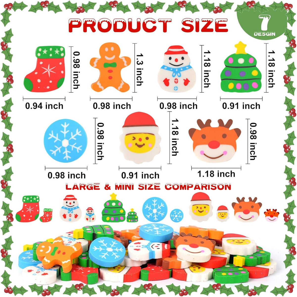 Wolpark mini erasers for kids shaped like cakes, donuts, ice cream, fruit and hearts - view 26
