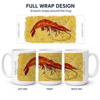 Shrimp Ceramic Coffee Mug 15 oz Decorative Large C Handle Mug Cup for Tea, Cocoa Hot Chocolate