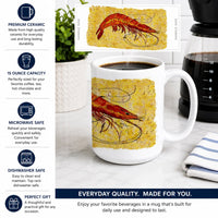 Shrimp Ceramic Coffee Mug 15 oz Decorative Large C Handle Mug Cup for Tea, Cocoa Hot Chocolate