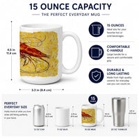 Shrimp Ceramic Coffee Mug 15 oz Decorative Large C Handle Mug Cup for Tea, Cocoa Hot Chocolate