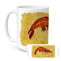Shrimp Ceramic Coffee Mug 15 oz Decorative Large C Handle Mug Cup for Tea, Cocoa Hot Chocolate