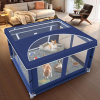 42x42 Inches Puppy Playpen with Gate - Blue / 42x42 IN With Cover&Pad - image 3
