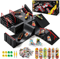 CS COSDDI 14in1 Finger Skateboard Park Set for Kids 8 Skateboards - Black