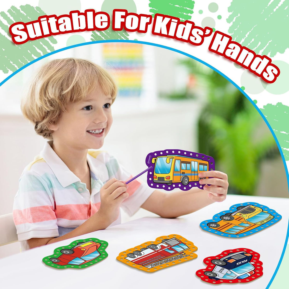 Quilinz lacing cards sewing kit with 9 cards and colorful laces for kids - view 7