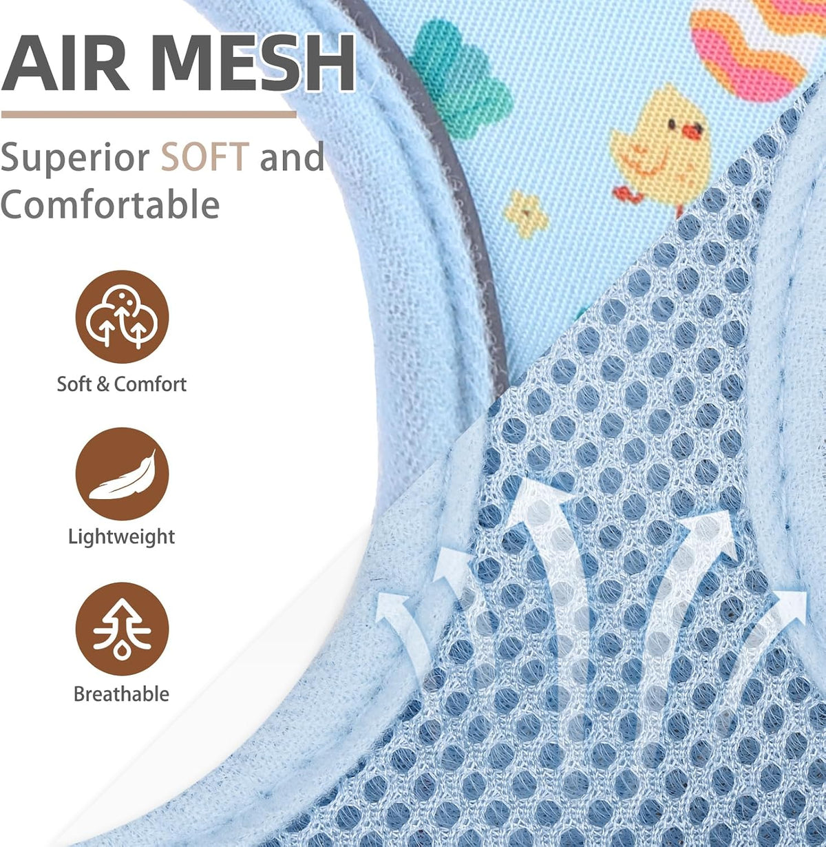 Pupteck Soft Mesh Dog Harness Sized and Leash Set Pet Puppy Cat - Baby Blue / M (NECK: 14", CHEST: 17"-21") / Classic over-the-head harness - image 2