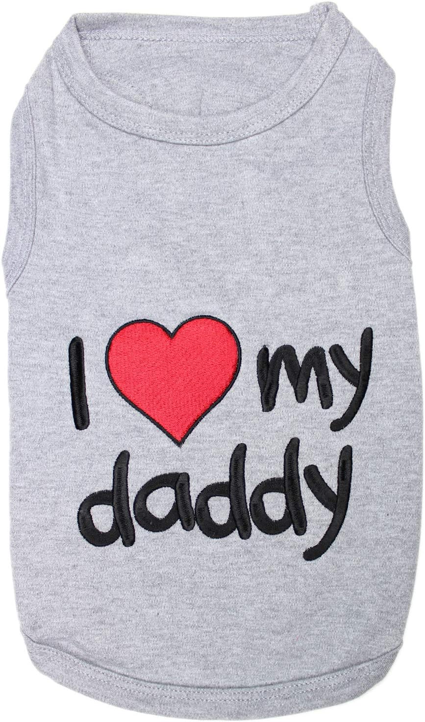 Parisian Pet Dog Shirt, 100% Cotton Shirts for Medium Dogs - I Love My Daddy / X-Large (18-25lbs)