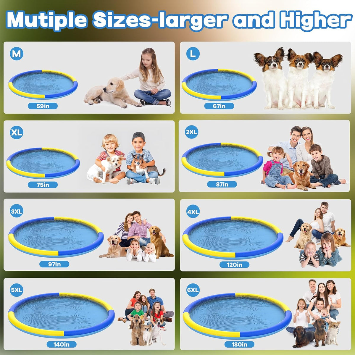 CACSPS non-slip splash pad for kids and dogs spraying water from a garden hose - view 12