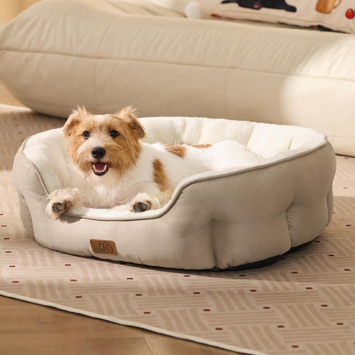 Bedsure Small Dog Bed Washable, Round Cat Beds for Indoor Cats - 28"L x 24"W x 8"Th / Camel - image 4