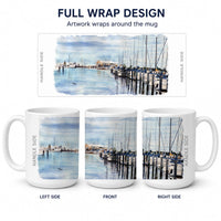 The Warf Ceramic Coffee Mug 15 oz Decorative Large C Handle Mug Cup for Tea, Cocoa Hot Chocolate