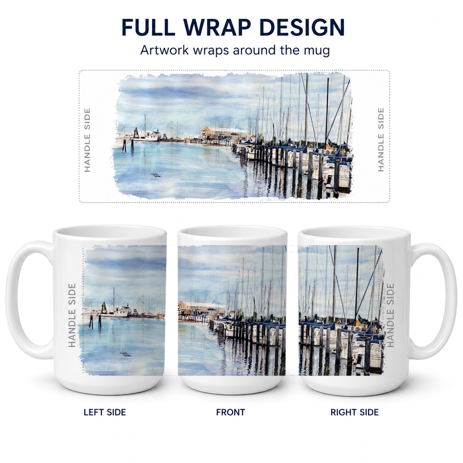 The Warf Ceramic Coffee Mug 15 oz Decorative Large C Handle Mug Cup for Tea, Cocoa Hot Chocolate