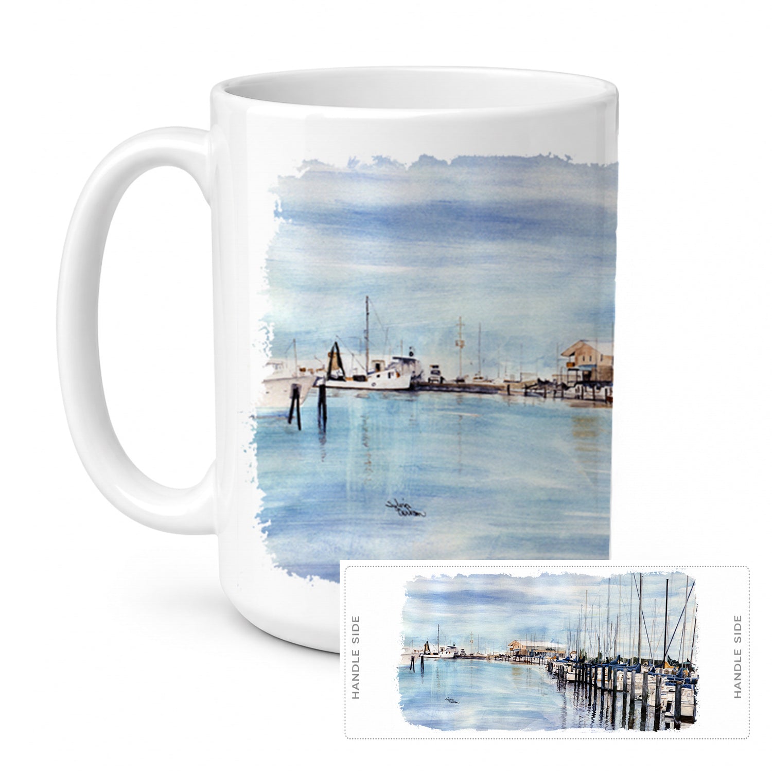 The Warf Ceramic Coffee Mug 15 oz Decorative Large C Handle Mug Cup for Tea, Cocoa Hot Chocolate