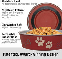 Loving Pets Bella Dog Bowls, Stainless Steel Dog & Cat Bowls - Merlot / Large (35-65lbs) - image 2