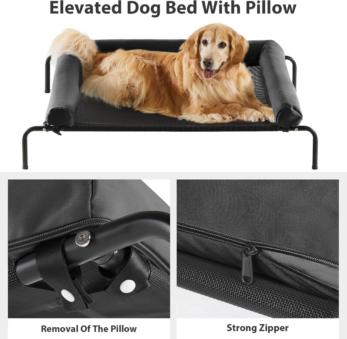 RRPETHOME Elevated Cooling Dog Cot 43x31" - Black / 43.0"L x 31.0"W x 8.0"Th - image 4