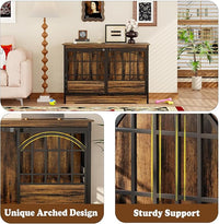 COZPAW 52 Inch Dog Crate Furniture, Extra Large Dog Kennel Indoor for XLarge Breed, Heavy Duty Dog Cage with Double Elegant Arched Doors, Decorate as TV Stand & End Table-Retro Brown