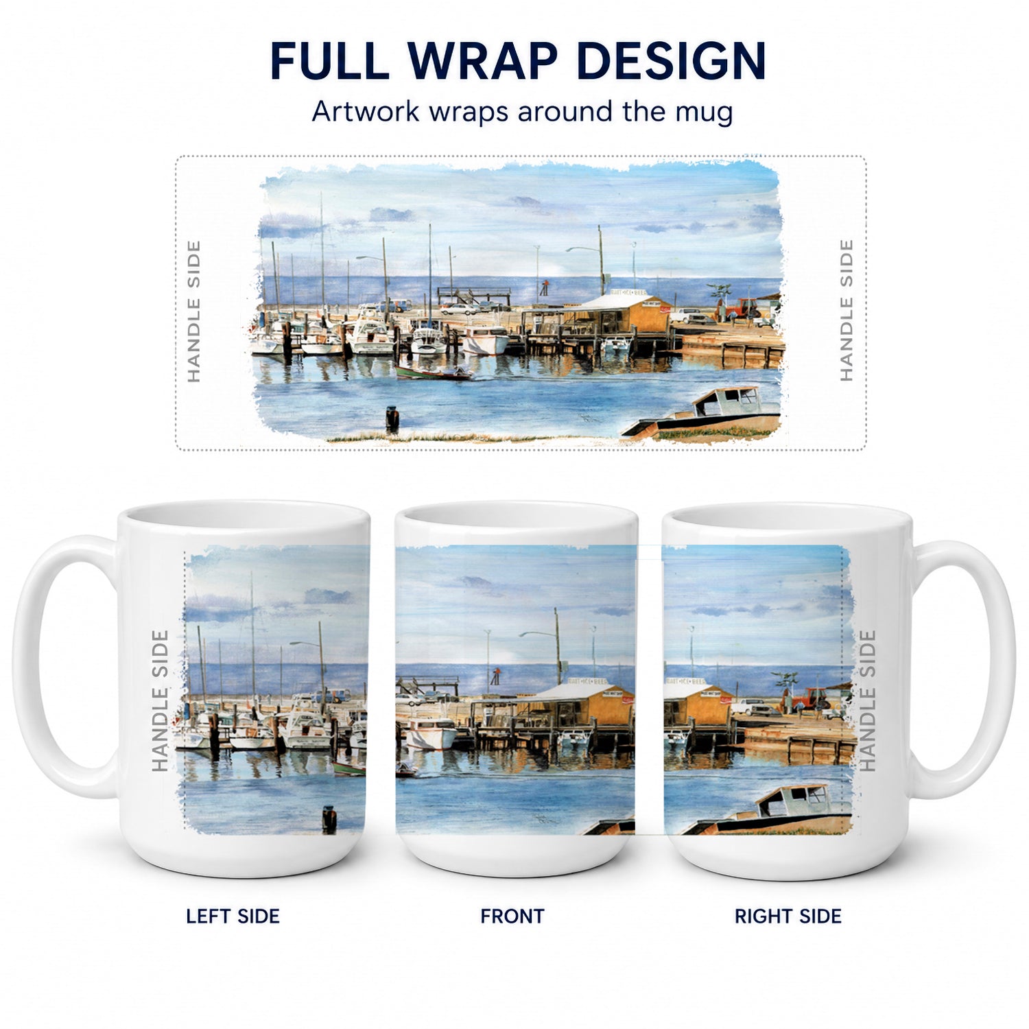 The Pass Bait Shop Ceramic Coffee Mug 15 oz Decorative Large C Handle Mug Cup for Tea, Cocoa Hot Chocolate