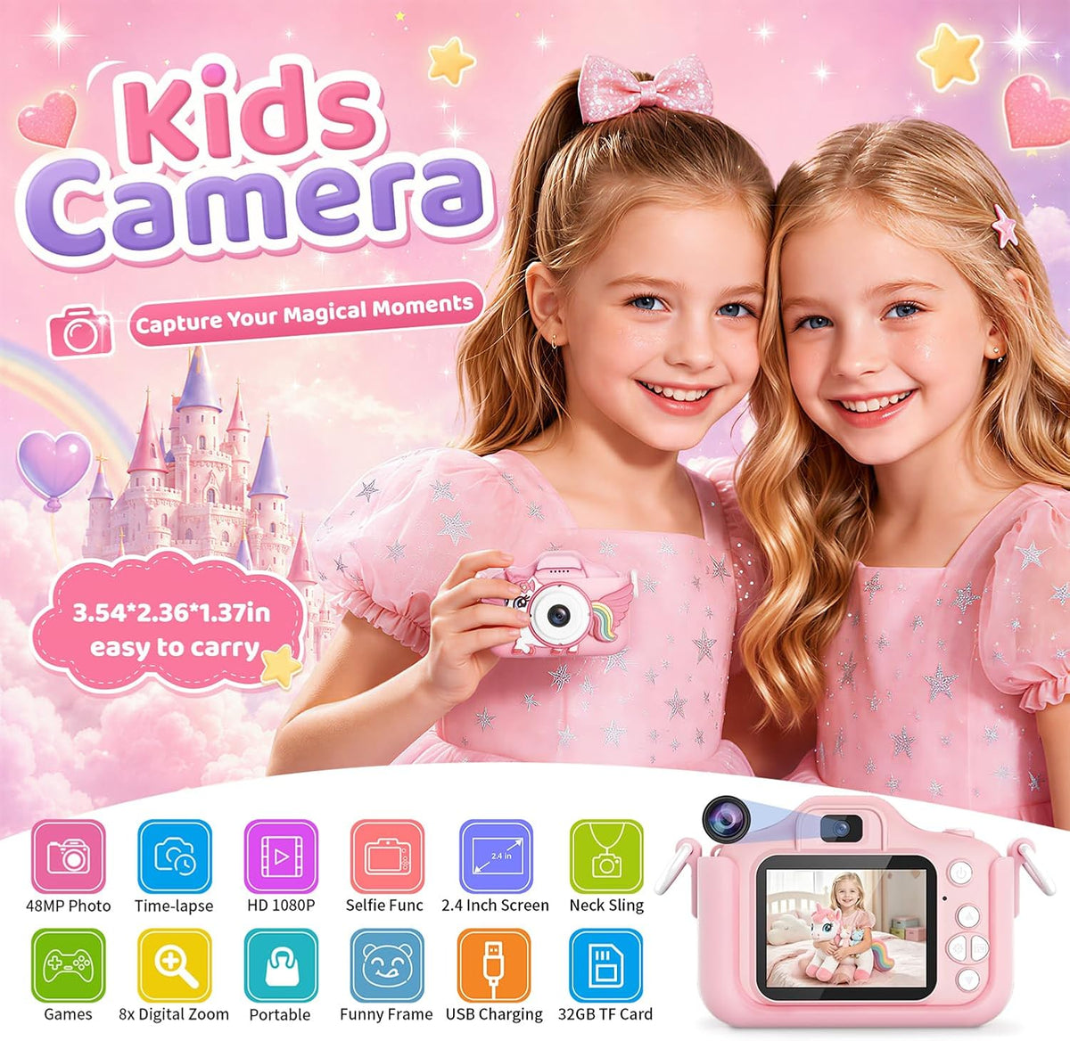 Desuccus Kids Camera for Ages 3-12 - Pink - image 2