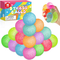 16 Pack Slow Rising Stress Balls，Textured Memory Soft Stress Ball – Fun for Kids & Family - 16 Pcs Grass Stress Balls