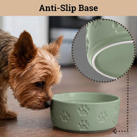 Ceramic Dog Bowl Set of 2 with Anti-Skid Base, 5.5"W x 2"H - Small / Sage Green - image 4