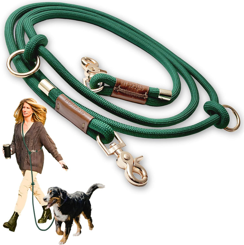 Hands Free Dog Leash, Waist Leash for Dog Walking, Running - Hunter Green / 8.2 ft x 3/8 in