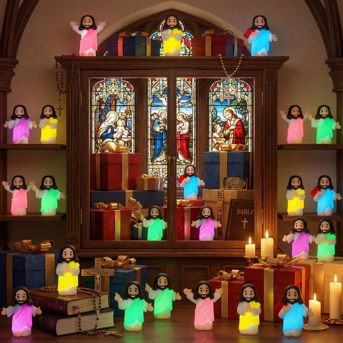 CroBlissful 50 little Jesus figurines that glow in the dark, five colors - view 25