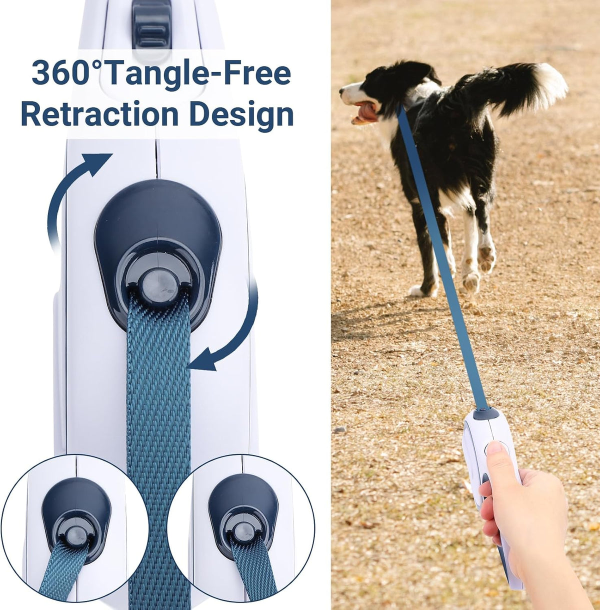 Segarty 26ft Dog Leash Retractable - Blue White / 16ft(up to 44 lbs) - image 4