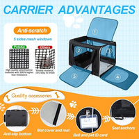 Petskd Extra Large Cat Carrier with Litter Box 24"x17"x17" for Medium Large Cat or 2 Small Cats, Collapsible Soft Sided Pet Carrier for Car Travel with Lockable Safety Zippers(Black)