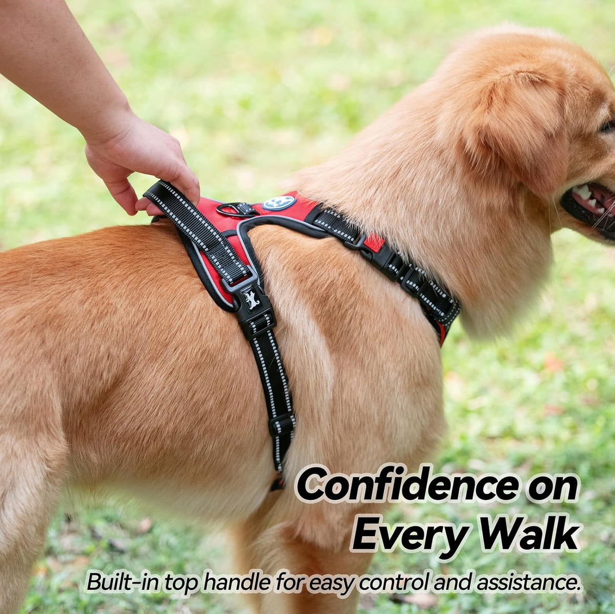 PoyPet No Pull Dog Harness Medium with Front Clip & Neck Release - Medium / Red - image 4