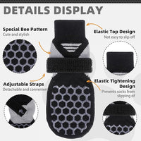 KOOLTAIL Dog Socks for Hot Pavement, Summer Breathable Dog Socks to Prevent Licking Paws, Non Slip Pet Boots& Paw Protectors for Hardwood Floor,Grippy Shoes for Small Medium Large Senior Dogs,Black XL