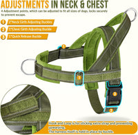 SlowTon No Pull Dog Harness and Leash Set, Heavy Duty - Green / Medium - image 2