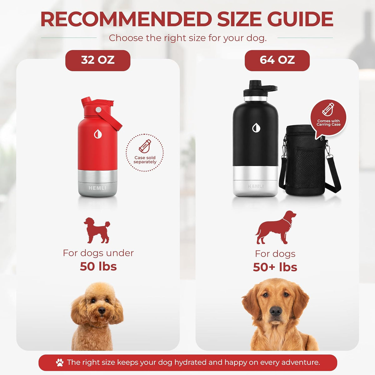 32 oz. Dog Water Bottle, Insulated Dog Travel Water Bottle - Red / 32 oz - image 4