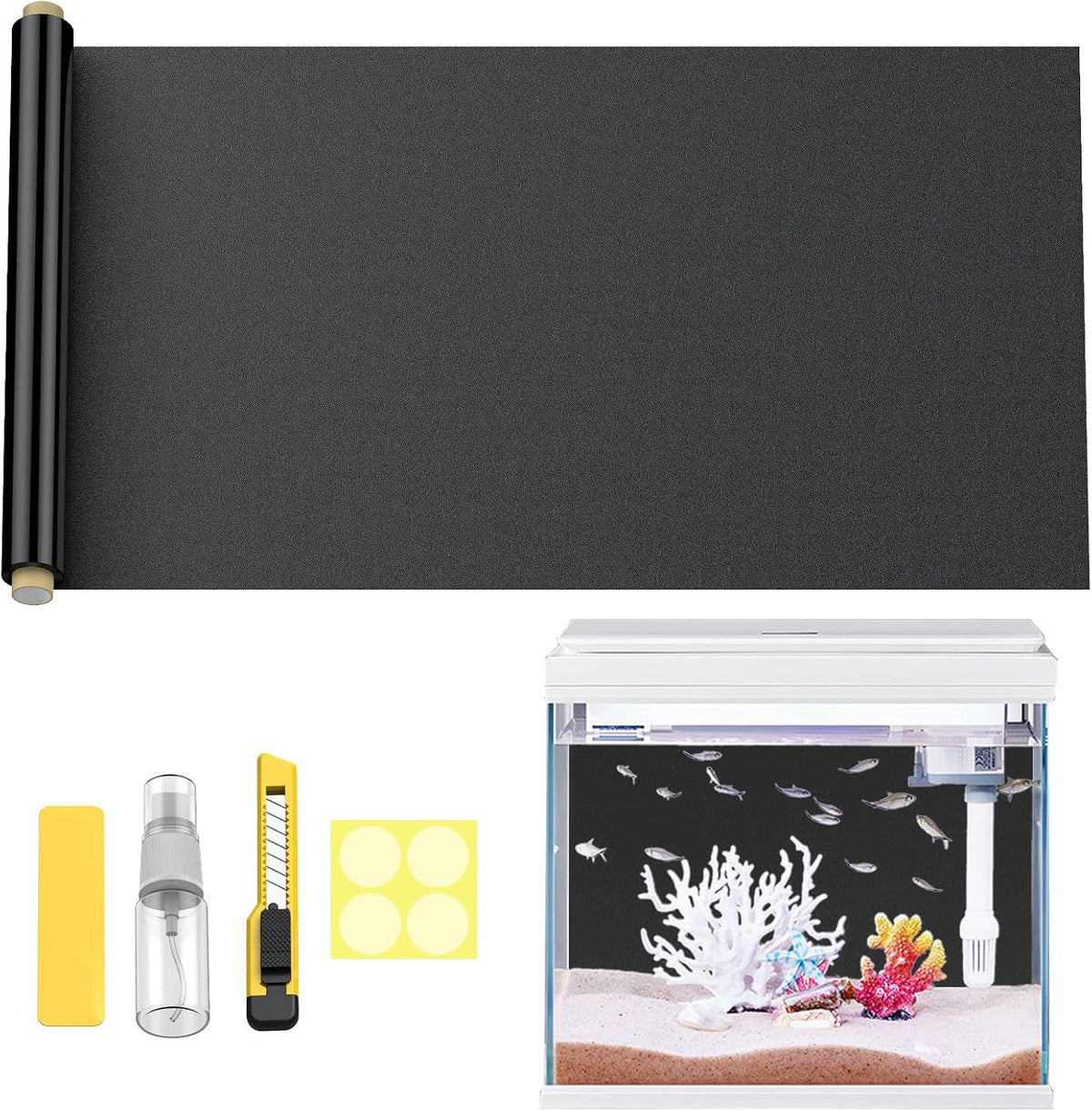 Pawfly Black Aquarium Background - 31.5" x 15.7"