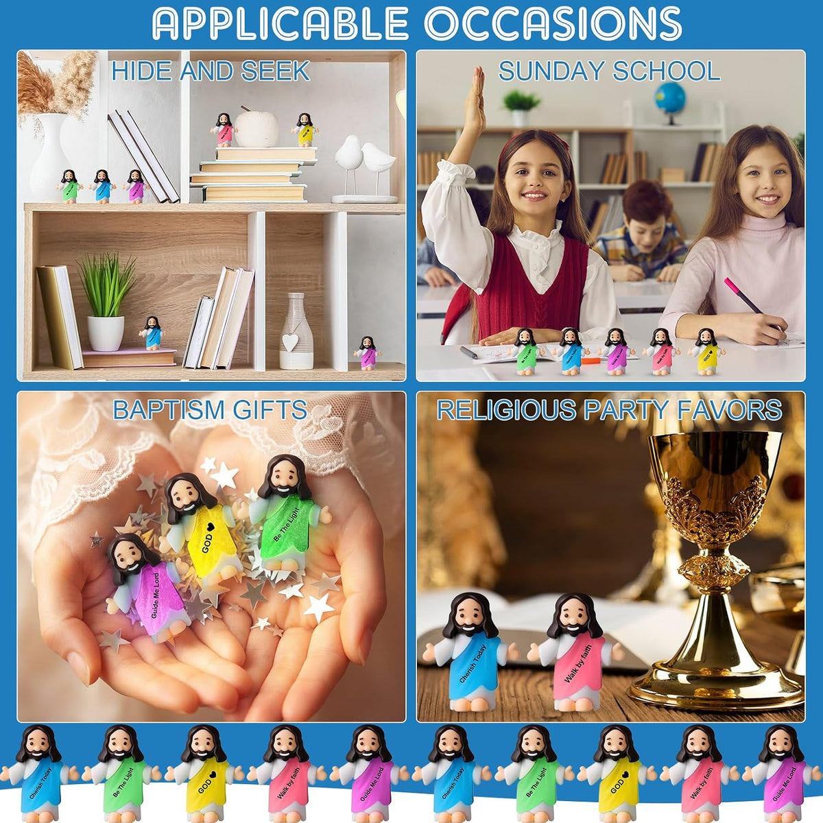 CroBlissful 50 little Jesus figurines that glow in the dark, five colors - view 37