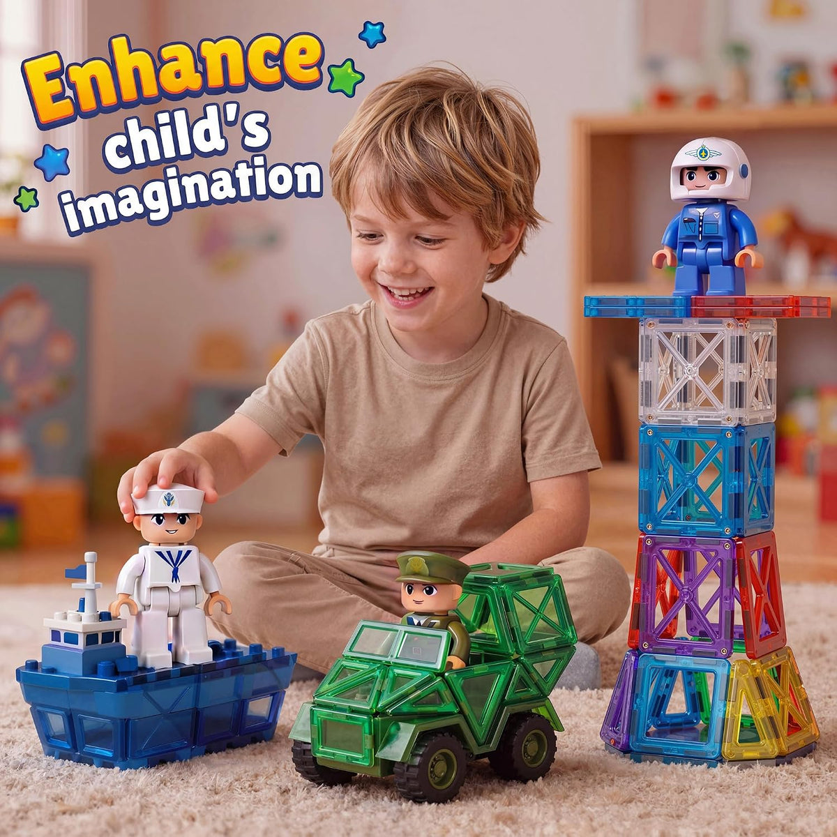 Mruikeny 12 Pieces Large Magnetic Figures for Kids Ages 3 4 5 6 7 8+ – Fun for Kids & Family - Green - image 3