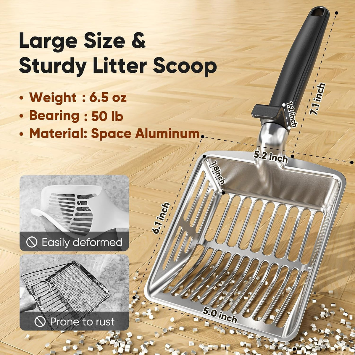 Large Metal Cat Litter Scoop w/ Deep Shovel - Black - image 2