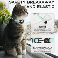 AirTag Cat Collars, Stretchy Collar with Air Tag Holder and Bell – Essentials for Cats - Green - image 4
