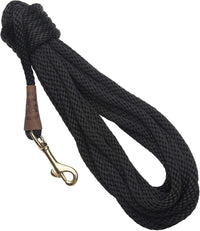 Mendota Pet Check Cord Leash, Dog Training Lead, Made in The USA - Black / 3/8-Inch x 20-Feet