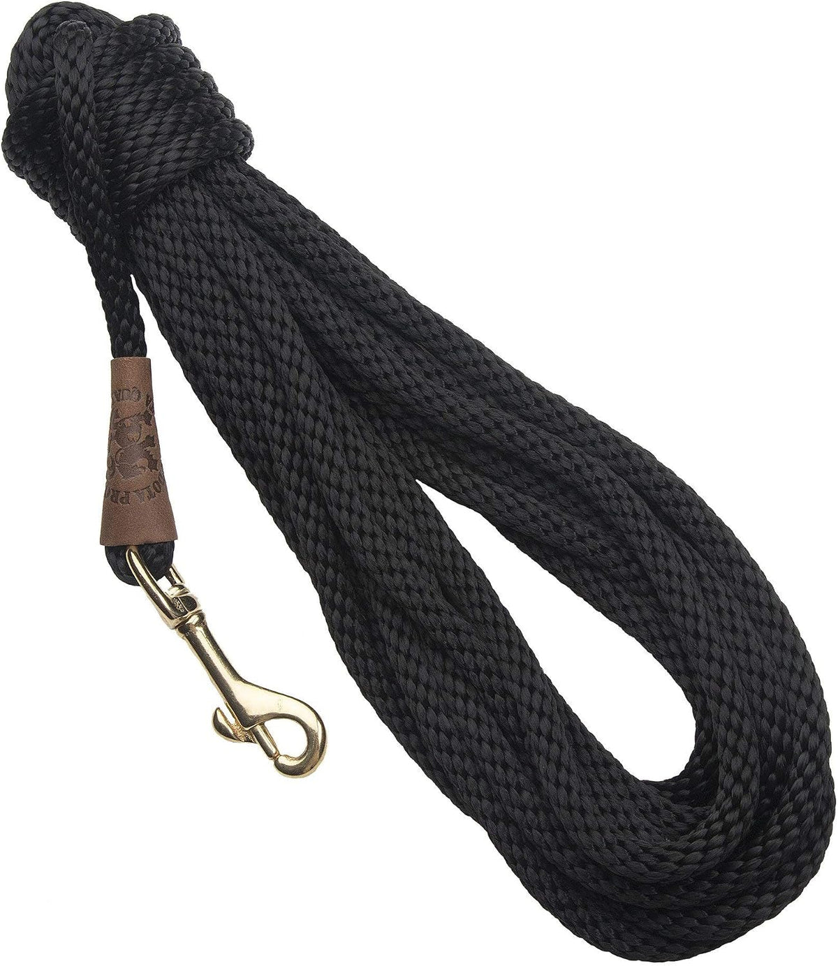 Mendota Pet Check Cord Leash, Dog Training Lead, Made in The USA - Black / 3/8-Inch x 20-Feet