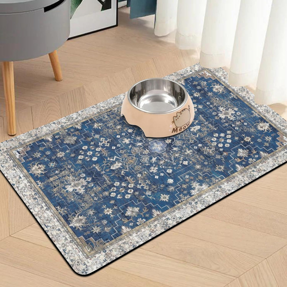Pet Food Mats for Floor, Absorbent Dog Mat for Food and Water Dispenser Mat, Dog Food Mat Quick Dry - Navy / 32"L x 24"W - image 2