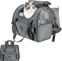 Expandable Large Cat Carrier Backpack, Supports up to – Essentials for Dogs - 16.5"L x 9.0"W x 13.4"H / Dark Grey