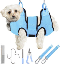 PatiencET Dog Grooming Hammock Kit – Essentials for Dogs - Cerulean / S (17 LB Max)