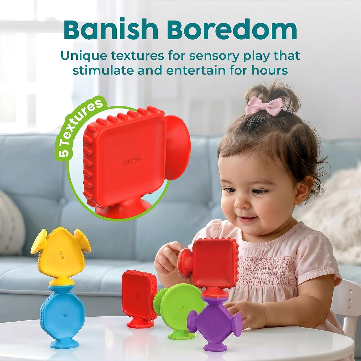 BUNMO Bath Toys Suction, Connect, Build, Create - XL Fun Shapes - 10 Pk - image 4