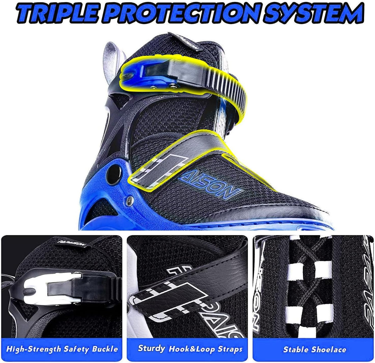 PAPAISON Adjustable Inline Skates for Kids and Adults with Full Light - Blue / Small - Little Kid (11C-1 US) - image 4