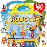 6 Sets Reusable Sticker Book for Toddlers 3-6 - Robot+Science+Desert
