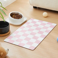 Checkered Dog Feeding Mat - 19"L x 12"W / Pink