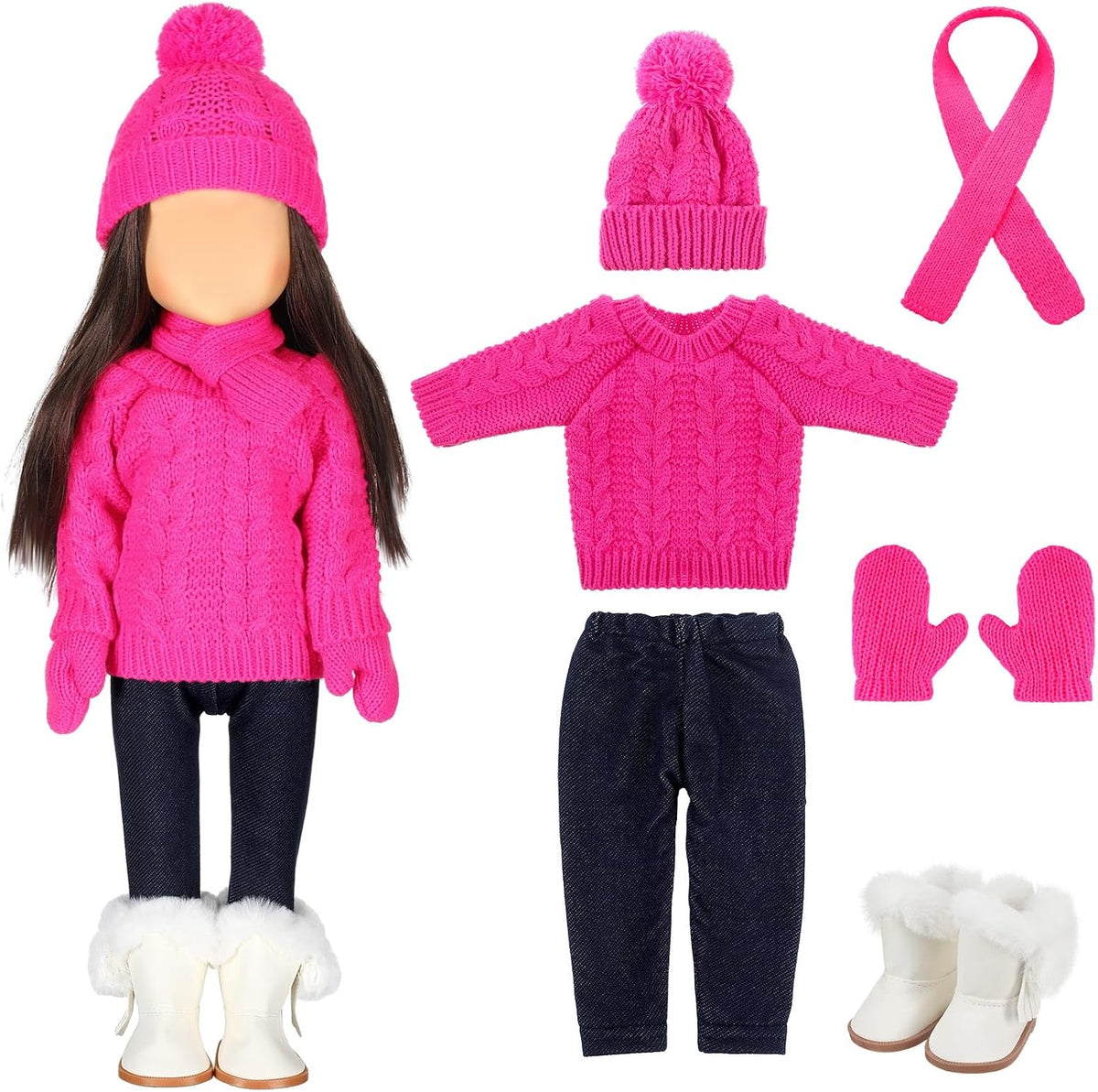 Bencailor 18 inch doll clothes set with jacket, vest, pants, hat and high boots in Christmas cowgirl - view 9