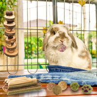 Grddaef Rabbit Toys, Guinea Pig Toys 25 Pcs Natural Timothy Hay Bunny Chews and Treats for Hamster Chinchilla Gerbil