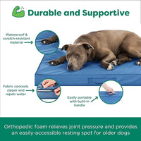 FurHaven Cooling Dog Bed – XL Foam Mattress for Joint Pain Relief, Waterproof Liner, Removable Washable Cover, Durable for Outdoor Use, Deluxe Grid Indoor/Outdoor Bed – Blue, Jumbo