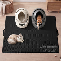 Cat Litter Mat Compact Size 23.6"x14.6" for Small Spaces - Black / 46" x 35" (1 Pack)